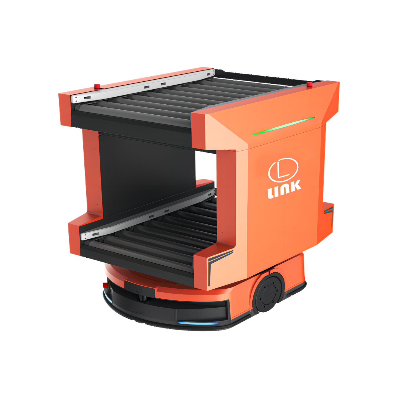 激光Slam导航双层双列四工位辊筒AGV 图1